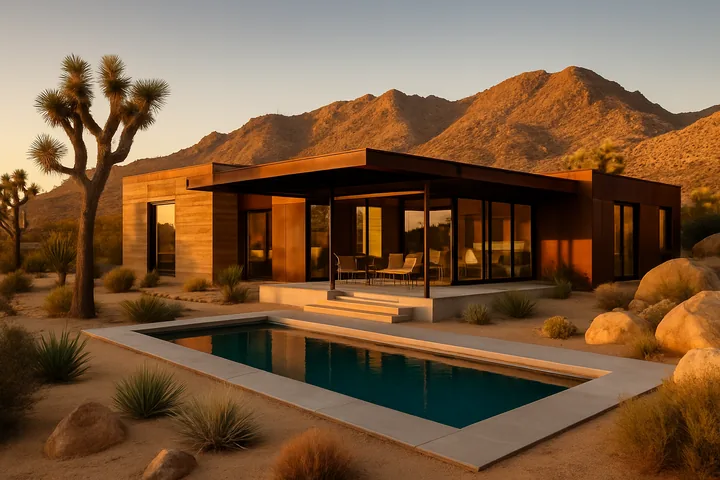 Pioneertown architectural mid-century modern desert STR property